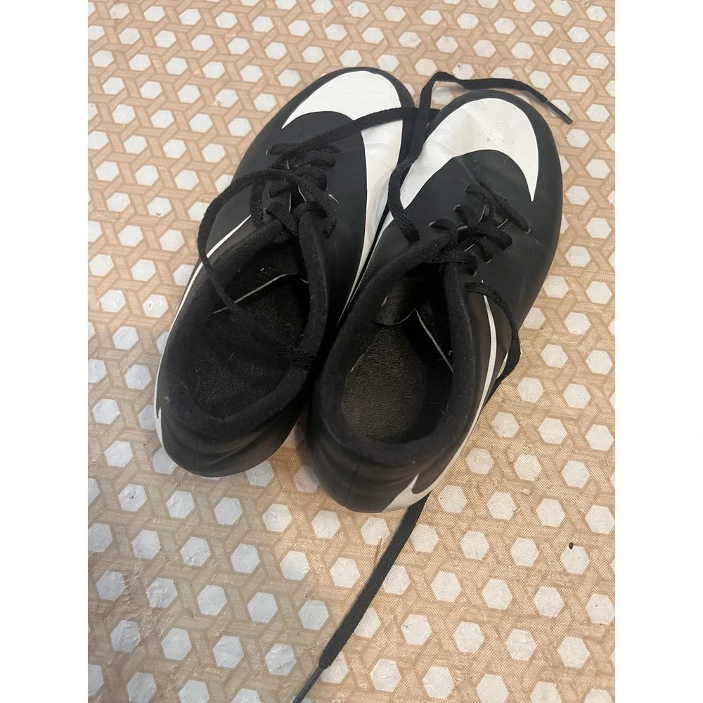 Nike JR Mercurial Vapor IX FG Youth Soccer Cleats Black White Size 3Y